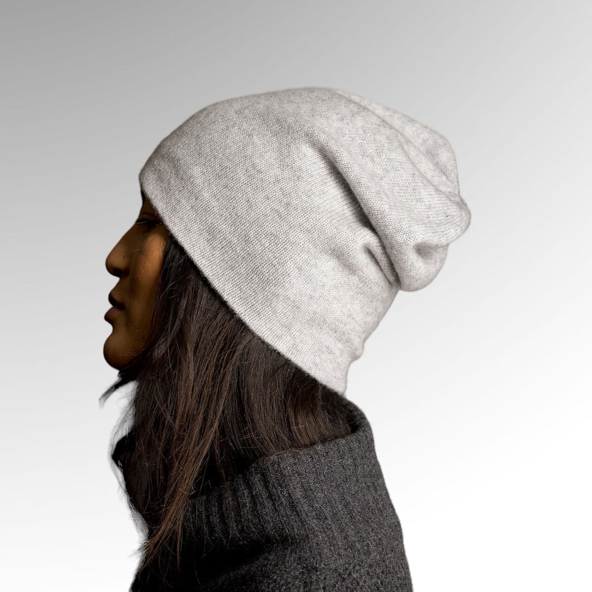 ?Luxurious Cashmere Gray Slouchy Hat NeverUsed Mens Slouch Beanie Cashmere Gray Artist Style Slouchy  main image 4