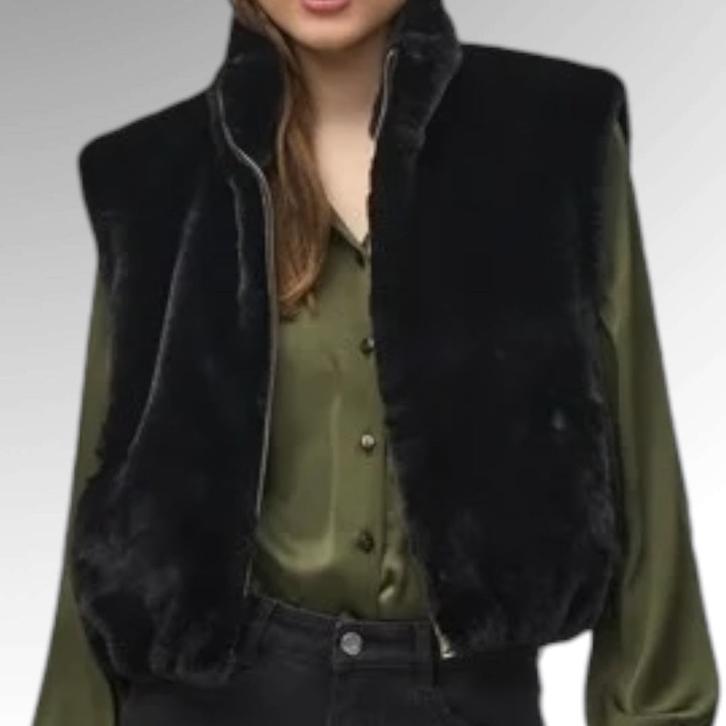 J.Ribkoff Faux Fur Cropped Vest - Studio RA Boutique