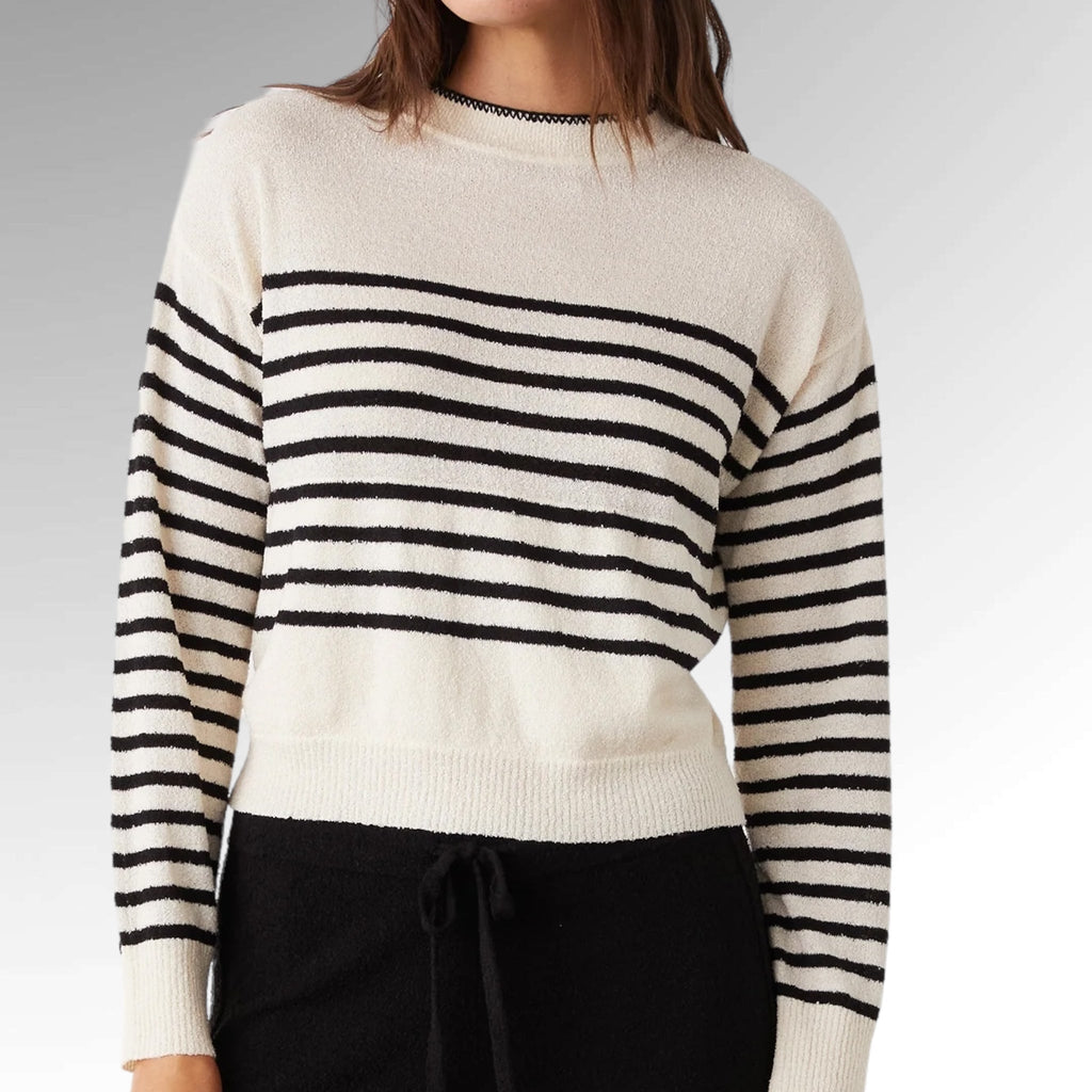 Monrow Boucle Knit Stripe Sweater - Studio RA Boutique