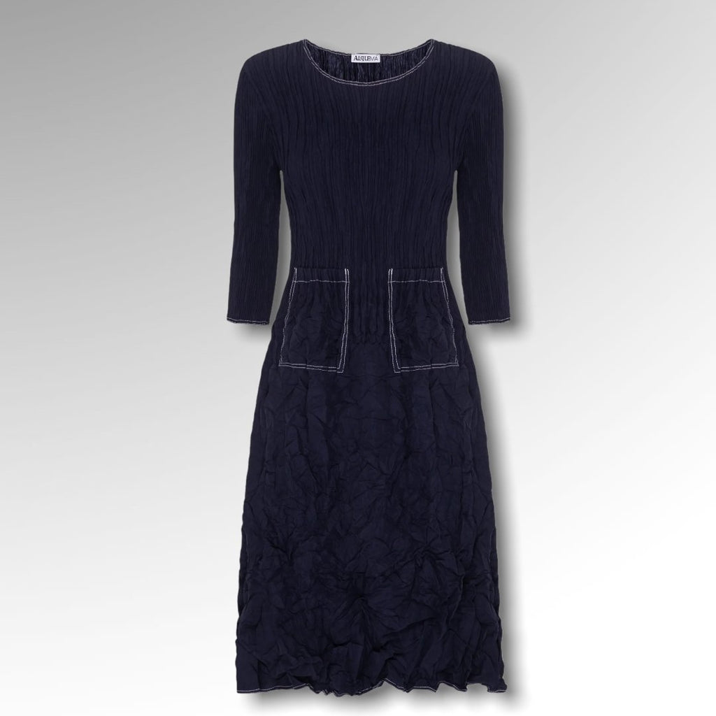 Alquema 3/4 Sleeve Contrast Dress - Black - StudioRA Boutique
