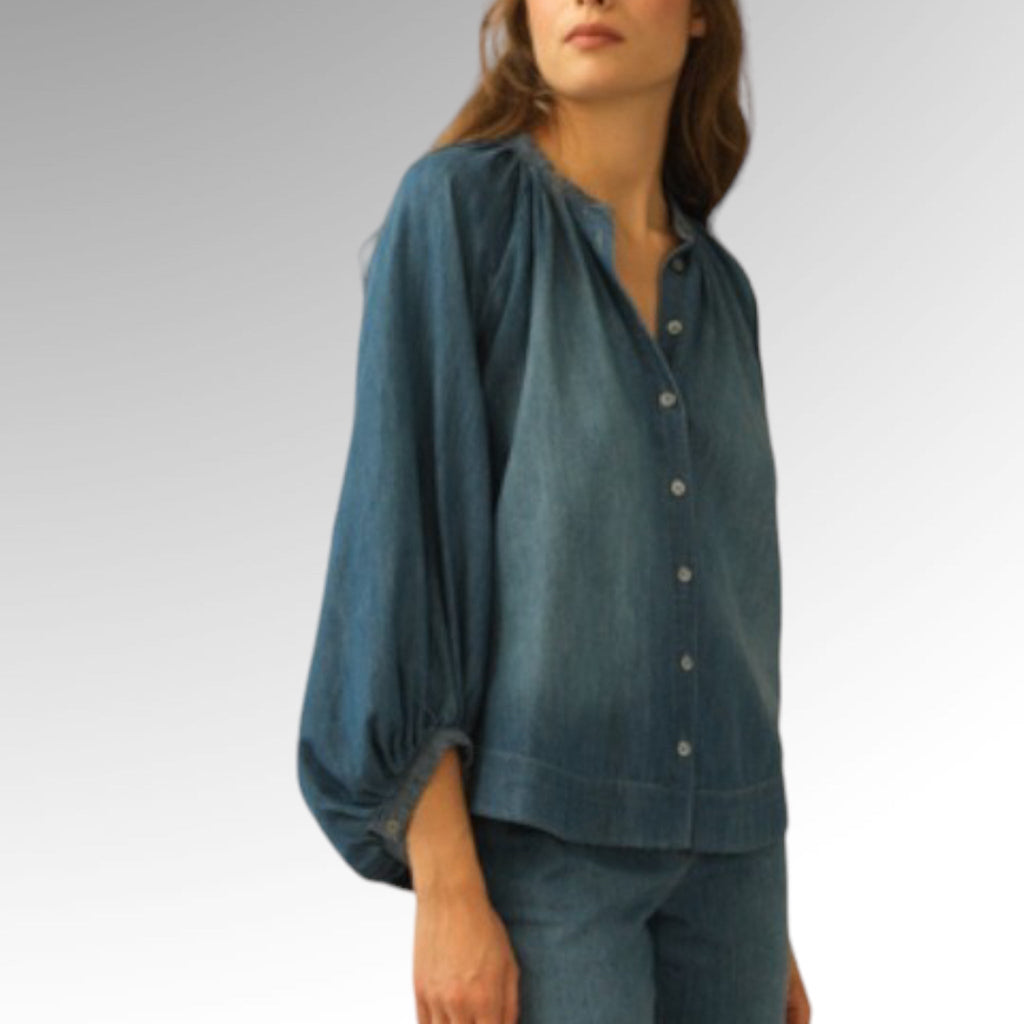 Hana San Natalia Denim Blouse - StudioRA Boutique